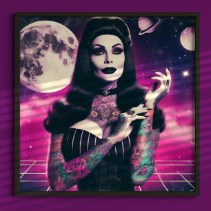 Póster Pin-up de Gótico de ondas sintéticas