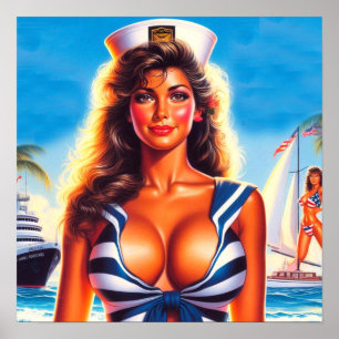 Póster Pin-up de marinero de los 80