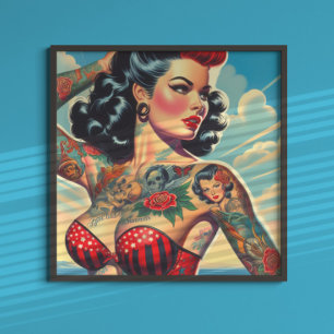Póster Pin-up de tinta caliente