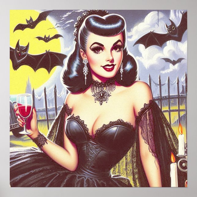Póster Pin-up de vampiros de Gótico retro (Frente)