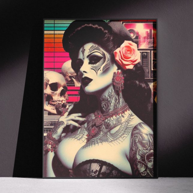 Póster Pin-up espeluznante de synthwave (Subido por el creador)