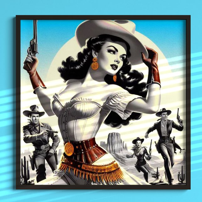 Póster Pin-up retro occidental (Subido por el creador)