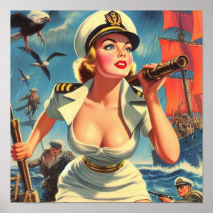 Póster Pin-up Retro Sailor