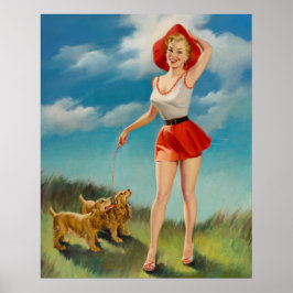 Póster Pin-Up with Cute Puppies