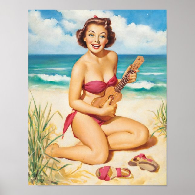 Póster Pin-Up with Ukulele Art (Frente)