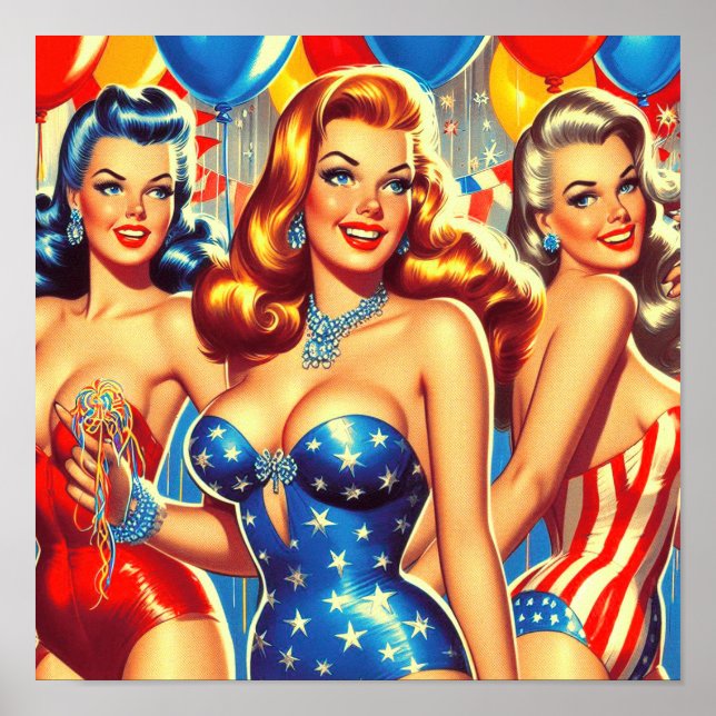 Póster Pin-ups retro Fiesta (Frente)