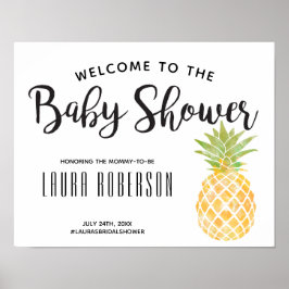 Póster Piña acuarela | Firma de bienvenida de Baby Shower