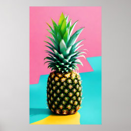 Póster Piña de color retro