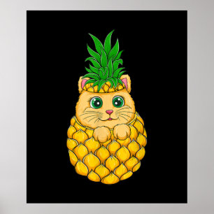 Póster Piña de gato   Amante del gato   Regalo de frutas 