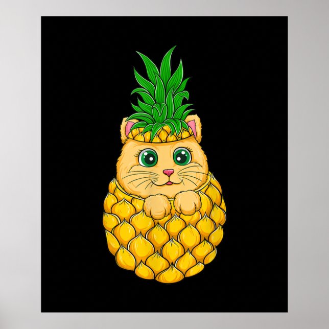 Póster Piña de gato | Amante del gato | Regalo de frutas  (Frente)