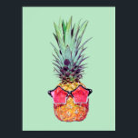 Póster Piña de moda<br><div class="desc">Piña de moda con fondo verde</div>
