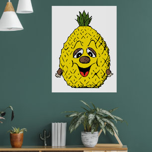 Póster Piña divertida cara de dibujos animados Foodie, ZS