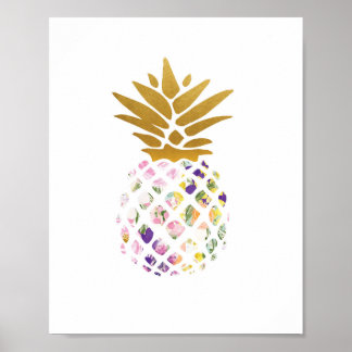 Póster Piña - dorado - floral
