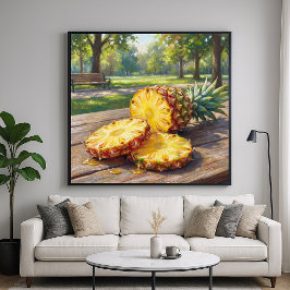 Póster Piña Jugosa - Estilo de Pintura Pastel