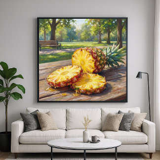 Póster Piña Jugosa - Estilo de Pintura Pastel