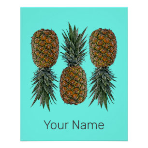 Póster Piña Retro Vega y Vegetariana Fruta Vintage