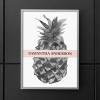 Piña rosa y gris acuarela | Su nombre