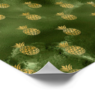 Póster Piña Tropical Fruta Amarilla Verde Jungla