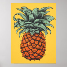 Póster Piña Tropical Vintage