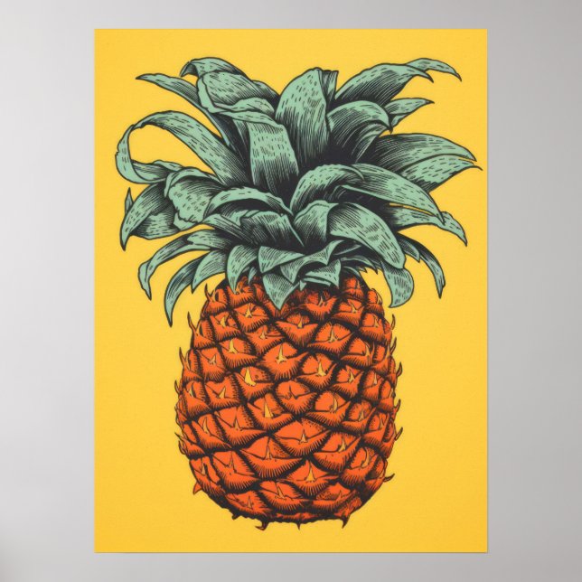 Póster Piña Tropical Vintage (Frente)