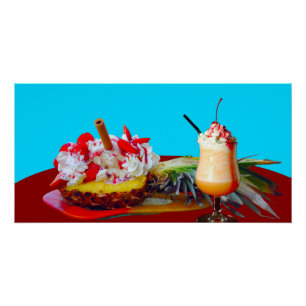 Póster Piña y helado con un batido de fruta