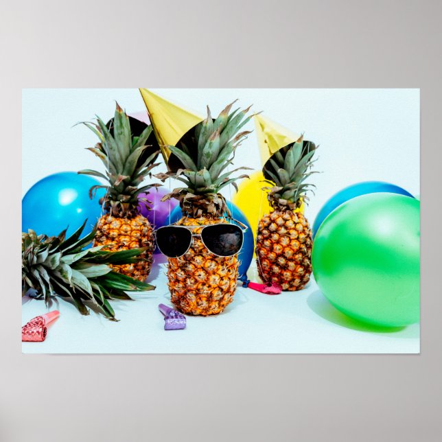Póster Piñas de tiempo de fiesta con pequeños favores de  (Frente)
