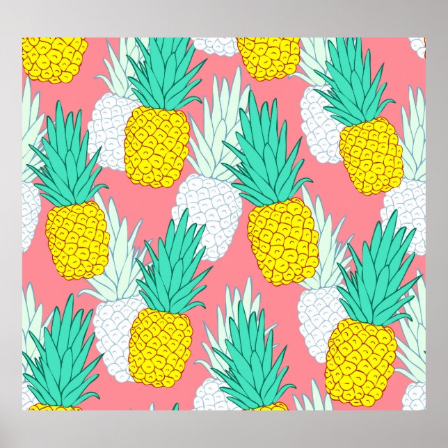 Póster Piñas Tropicales: Moda Personalizado Roja. (Frente)