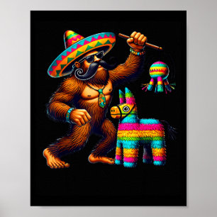 Póster Piñata de Bigfoot Cinco De Mayo Sasquatch Mexicano
