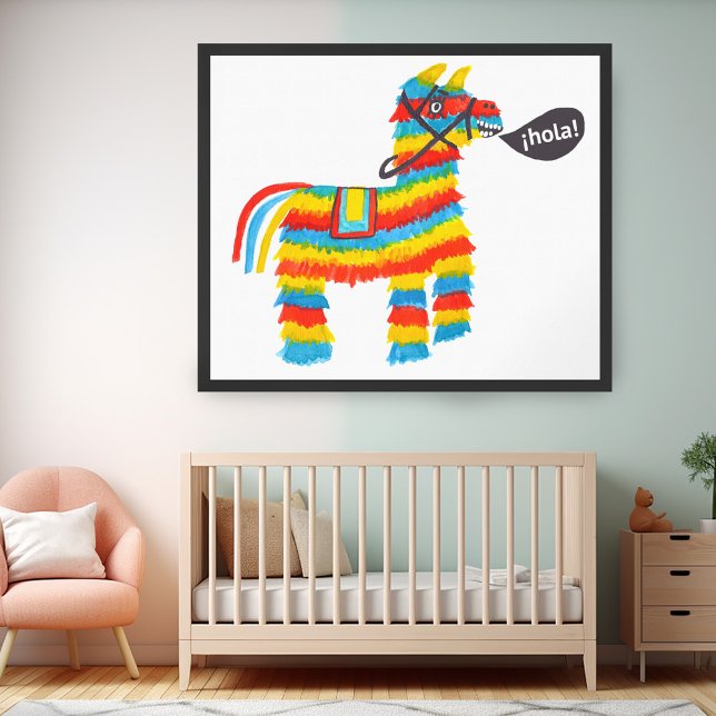 Póster Piñata Donkey HOLA Watercolor Art (Piñata Donkey HOLA Watercolor Art Poster
)