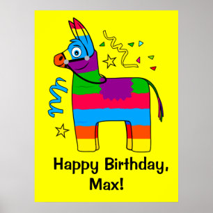 Póster Pinata Happy Birthday Name Customizable