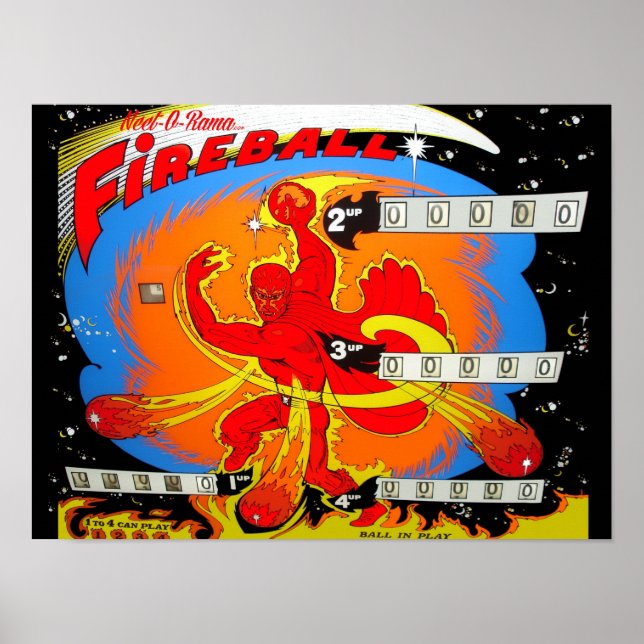 Póster Pinball de bola de fuego (Frente)