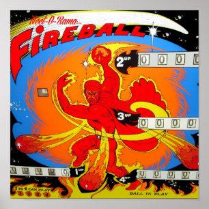 Póster Pinball de la bola de fuego