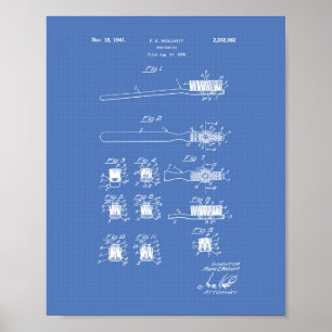 Póster Pincel dental 1941 Patent Art Blueprint