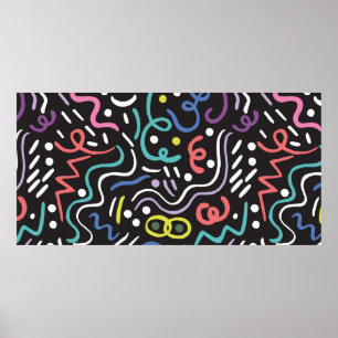 Póster Pincel dibujado a mano. Patrón abstracto, zigzags,