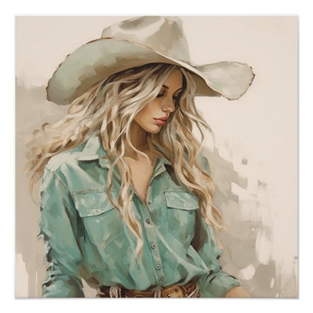 Póster Pincel occidental: arte en el muro de Cowgirl (Anverso)
