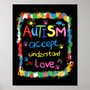 Póster Pincelada Conciencia del Autismo Acepta Entiende A
