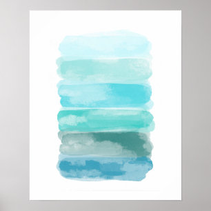Póster Pinceladas de acuarela azul verde