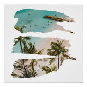 Póster Pinceladas de Playa Tropical
