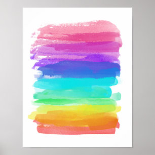 Póster Pinceles de artista de arcoiris Minimalista Mod Ha