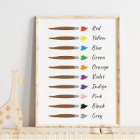 Pinceles Modernos con Nombres de Colores Educativo