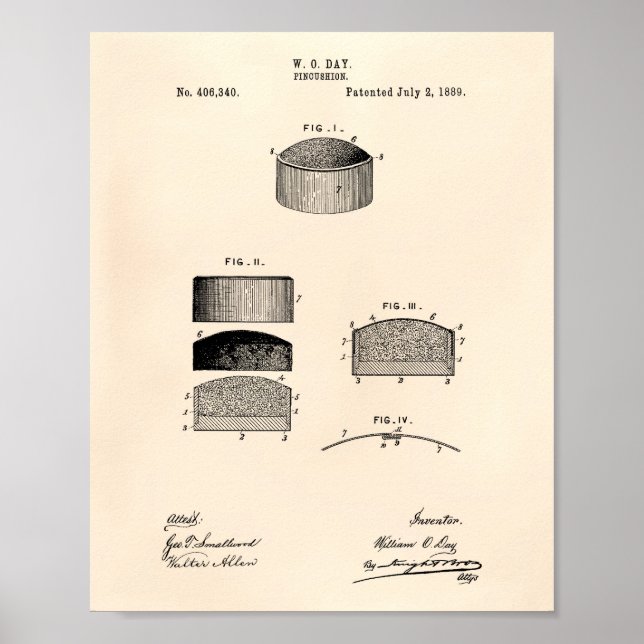 Póster Pincushion 1889 Patent Art Old Peper (Frente)