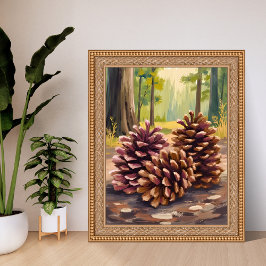 Póster Pine Cones | Fall Autumn Watercolor Forest