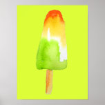 Póster Pine Lime popsicle pop art linda comida<br><div class="desc">Cute pino lima de hielo bloques de pópsiques ilustracion acuarela. Para los amantes de la paladar en todas partes. Diseño de verano. El arte pop rosa y chica. Arte gourmet.</div>