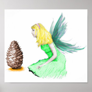 Póster Pine Tree Fairy with pine cone