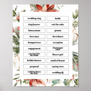 Póster Pine Winter Charades Bridal Shower Rótulo