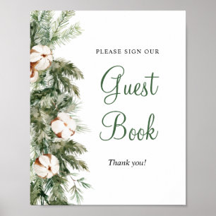 Póster Pine Winter Guest Book Bridal Shower Rótulo