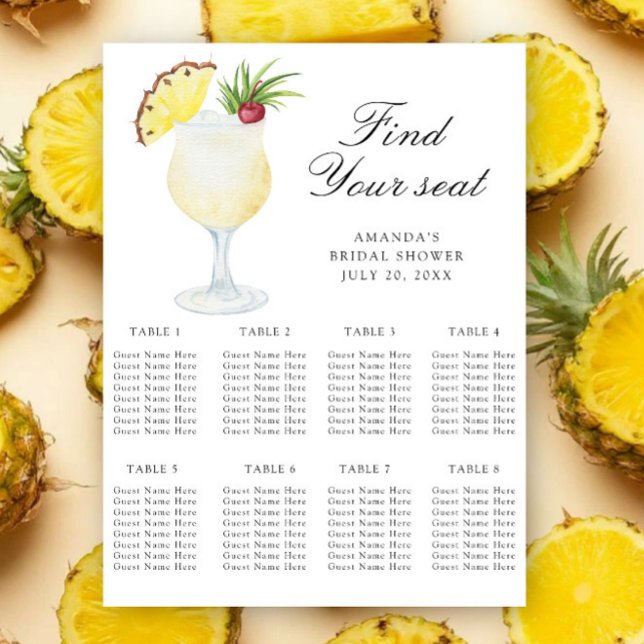 Póster Pineapple Cocktail Wedding seating chart (Subido por el creador)