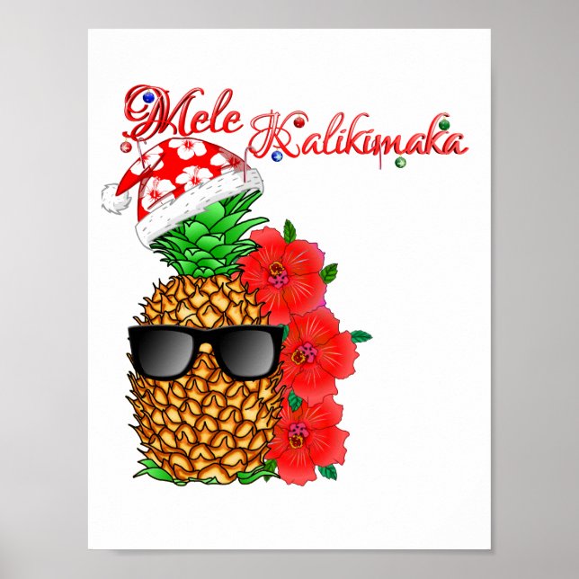 Póster Pineapple de los Navidades Mele Kalikimaka (Frente)
