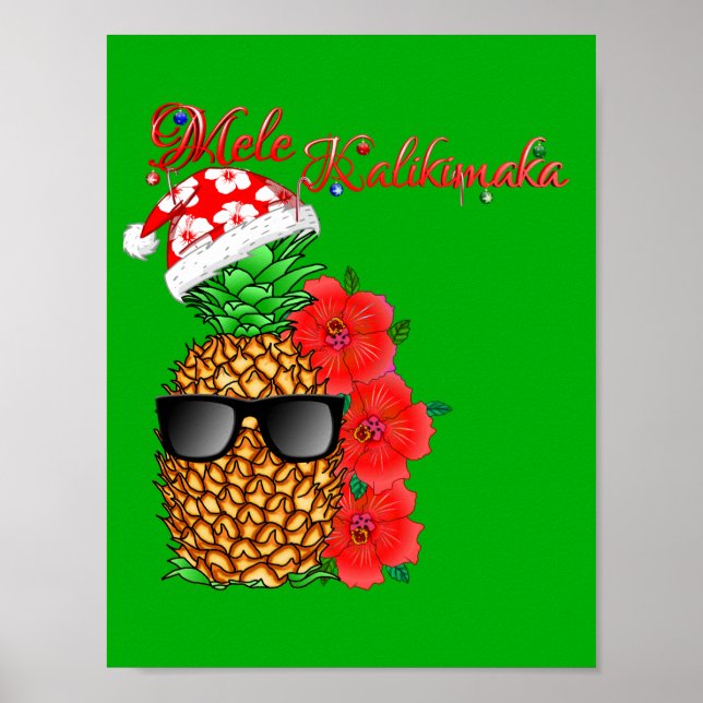 Póster Pineapple de los Navidades Mele Kalikimaka (Frente)