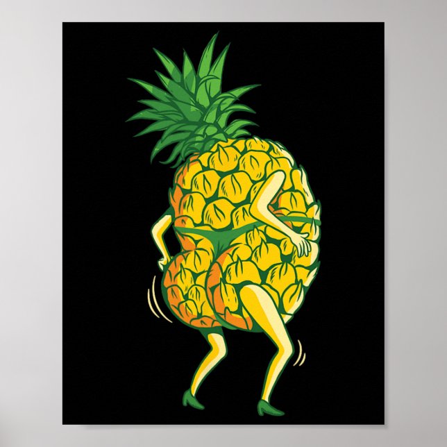 Póster Pineapple Funny Dancing Design Aloha Bebidas Hawai (Frente)